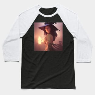 Cute Young Witch Casting a Spell Baseball T-Shirt